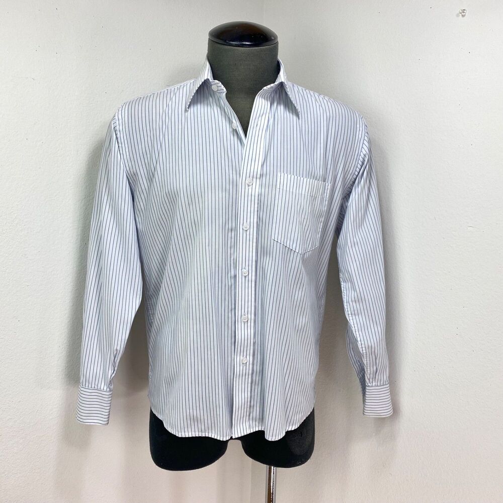 Giorgio Armani Blue Pin Stripe Dress Shirt  Le Collezioni Smart Fit 15/5 Luxury